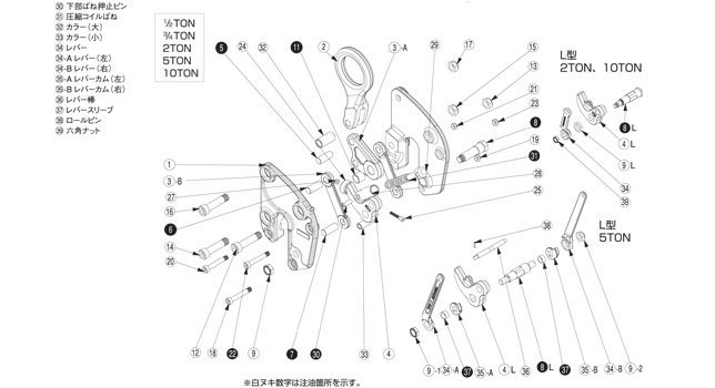 V-25三木豎吊鋼板夾鉗分解圖 V-25三木豎吊鋼板夾鉗分解圖