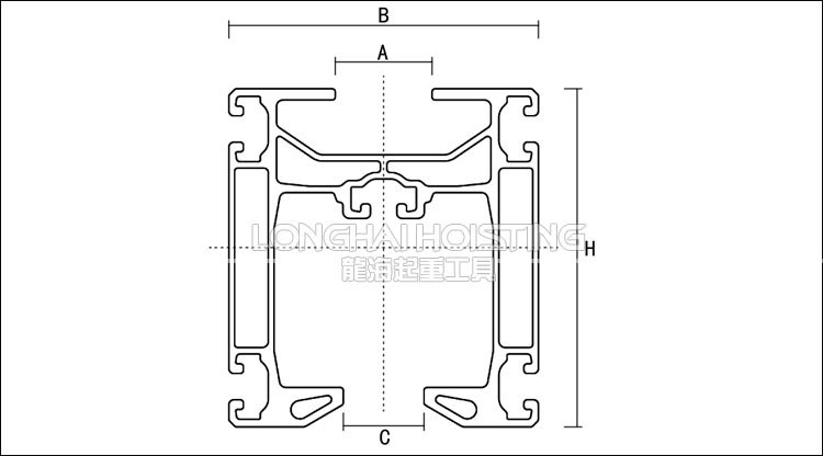 智能提升機鋁合金軌道尺寸圖
